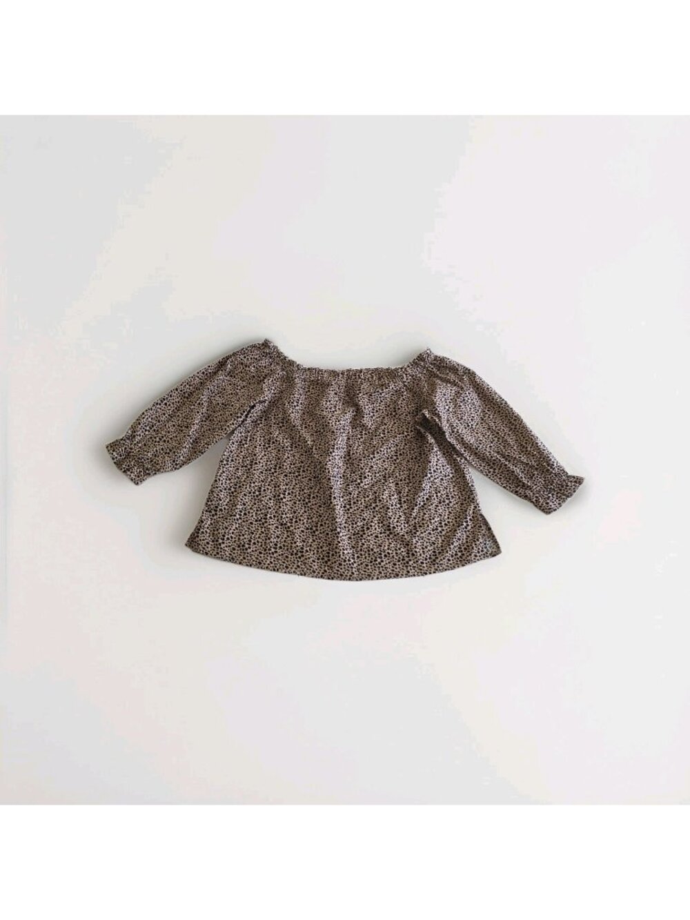 Joe Fresh Cotton Linen Top XL Leopard Print Square Neck Off Shoulder Boho NWT